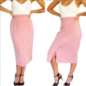 Vintage blush pink wool blend pencil skirt size large